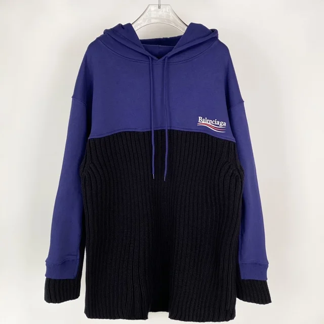 Balenciaga Patchwork sleeves Long Hooded T-Shirt