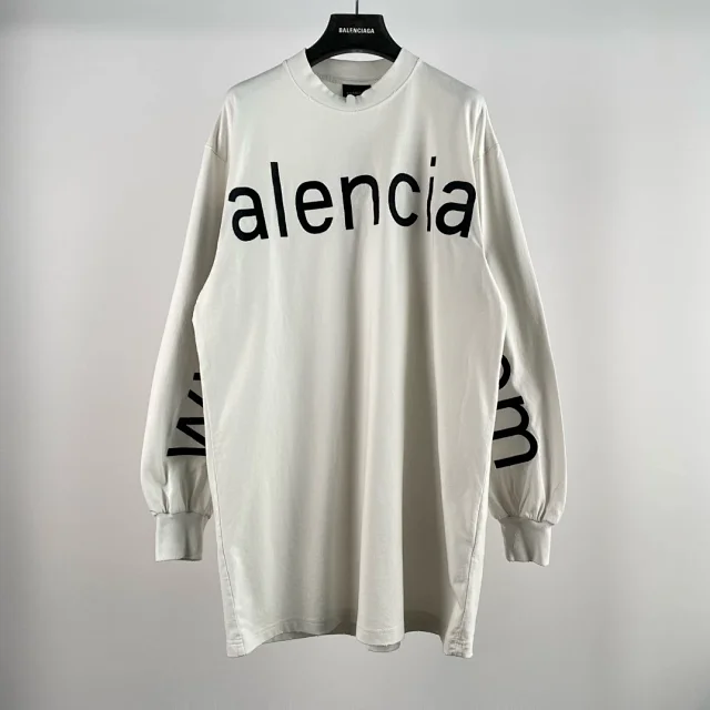 Balenciaga Logo Long T-Shirt white