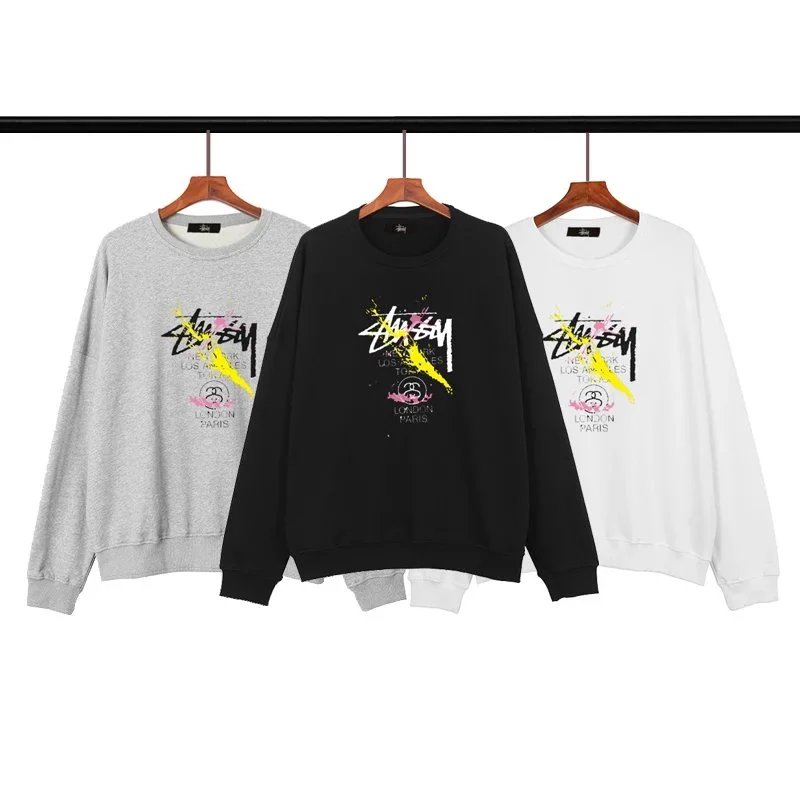 Stussy Classic Tour Splatter Letter Print Oversized Crewneck Sweatshirt - Unisex