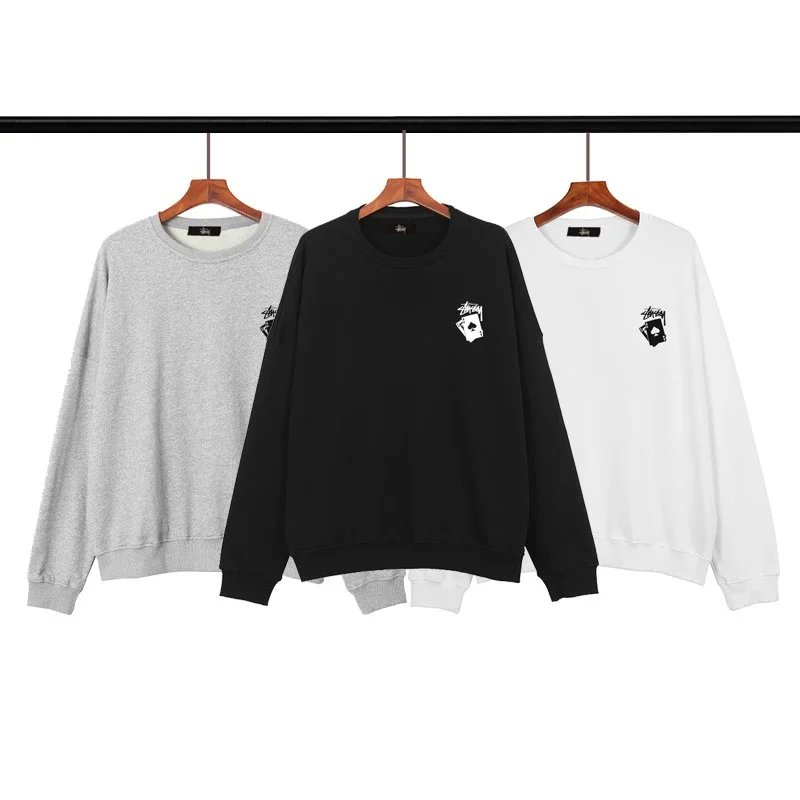 Stussy New Arrival: Poker Card Print Unisex Oversized Crewneck Sweatshirt
